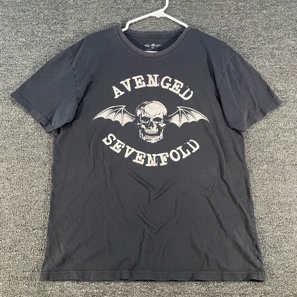 Avenged Sevenfold T Shirt Mens Large Black Good Deathbat Graphic Band Tee